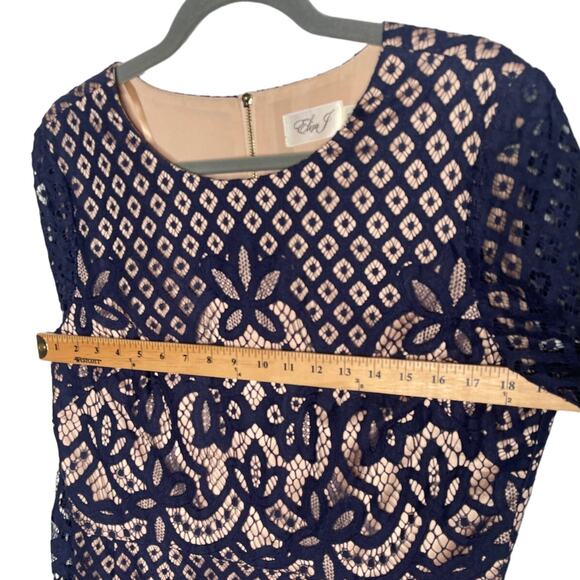 NEW! Anthropologie Plus Size 14 Bell Sleeve Lace Fit Flare Dress Boho Navy Blue - Picture 7 of 8